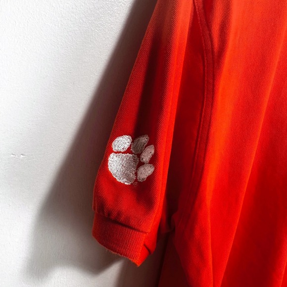 Clemson Tigers Southern Tide Skipjack Polo Men Large ORANGE Cotton Stretch Paw - Picture 2 of 10